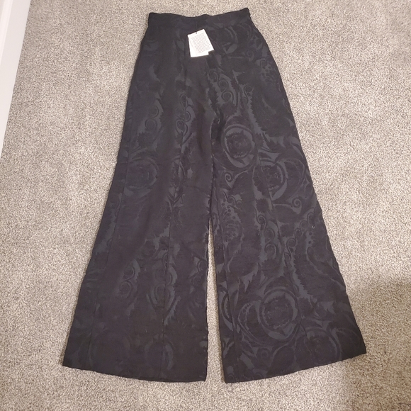 jill stuart nathalie noir pants wide leg silk - Picture 6 of 10